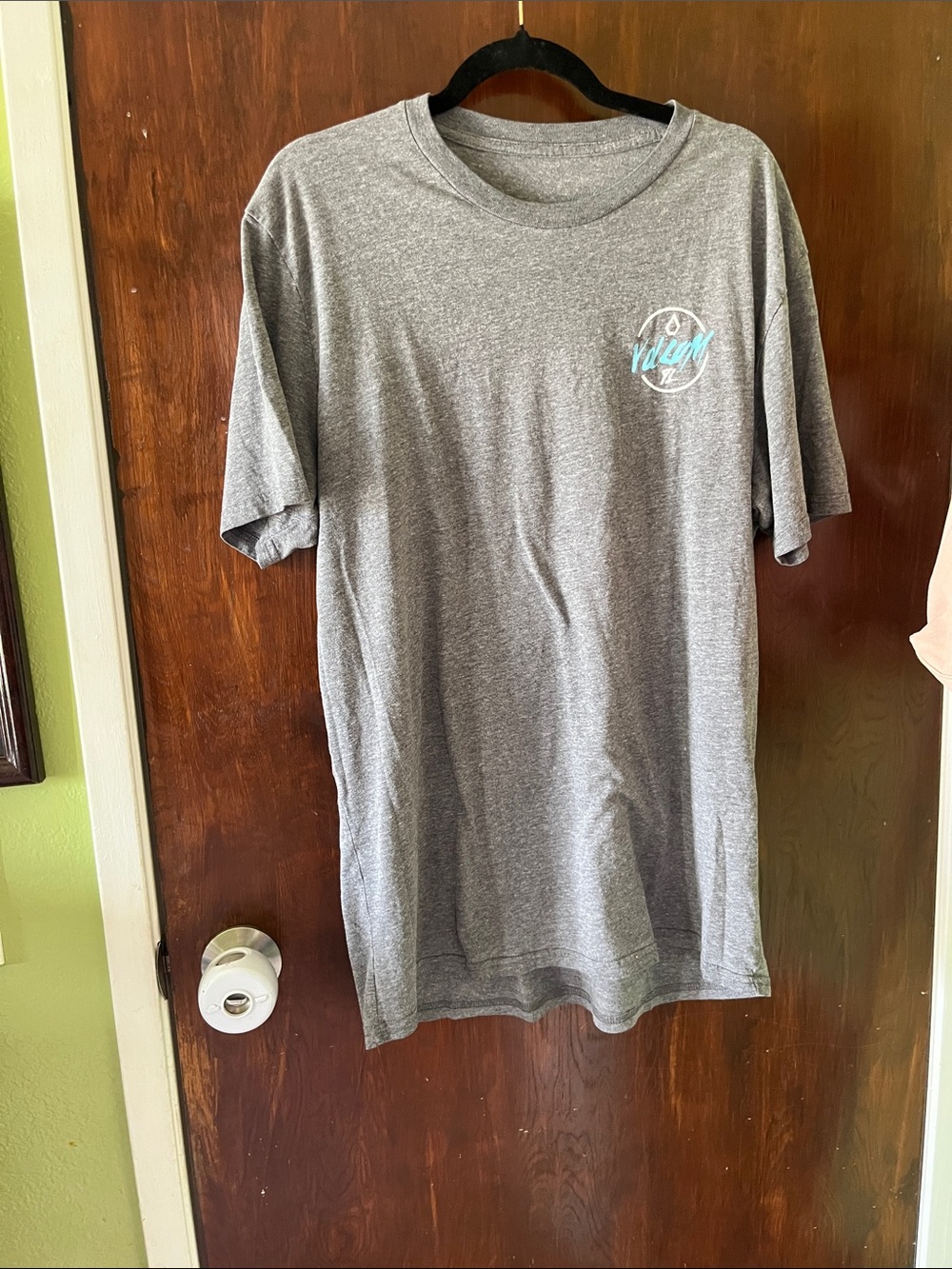 Volcom Heather Gray Short Sleeve Tee with Small Aqua Logo